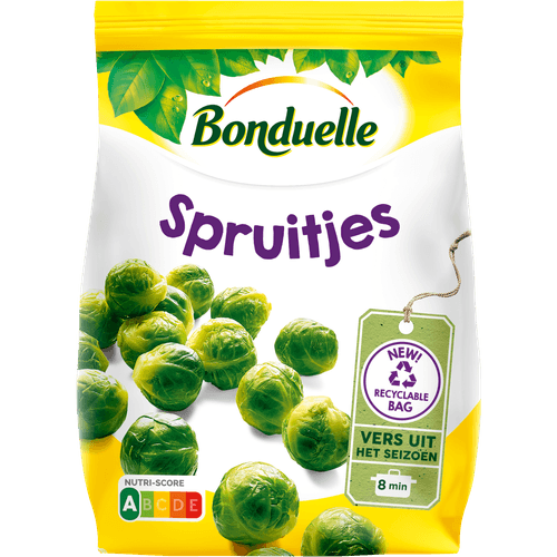 Foto van Bonduelle Spruitjes extra fijn op witte achtergrond