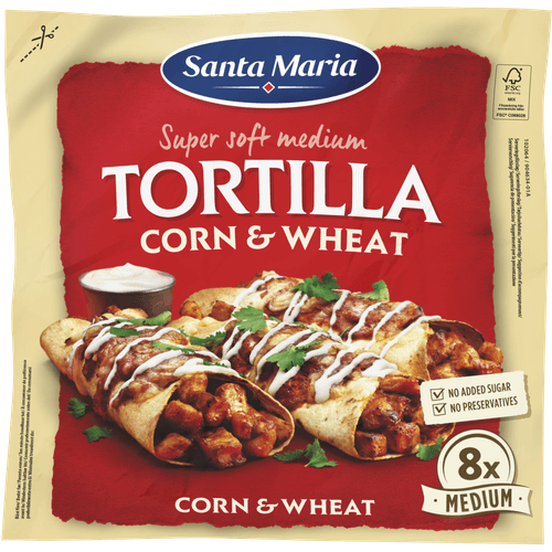 Foto van Santa Maria Tortilla corn-wheat 8 stuks op witte achtergrond