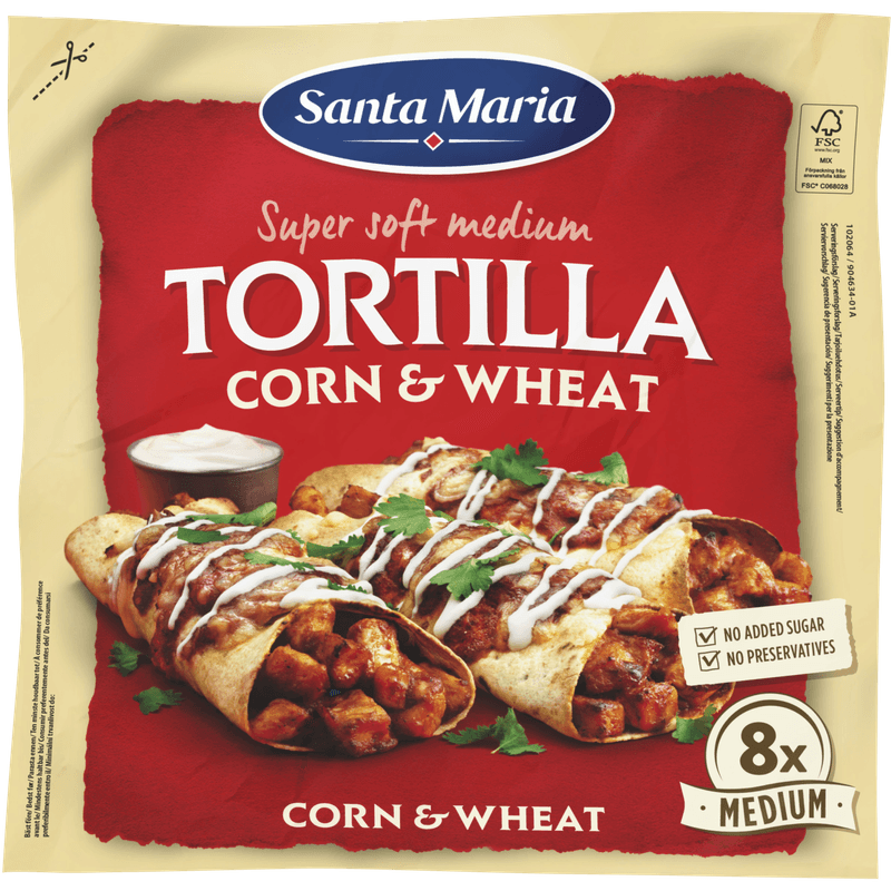 Santa Maria Tortilla wraps corn & wheat 8x medium