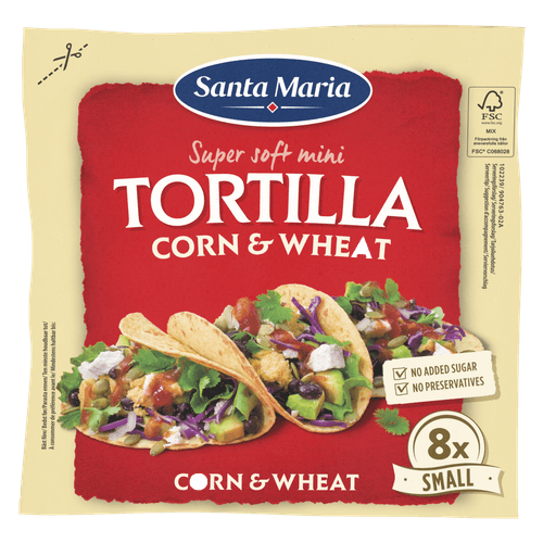 Foto van Santa Maria Tortilla corn & wheat small 8 stuks op witte achtergrond