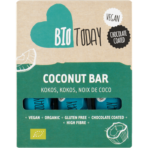 Foto van Bio Today Coconut bar bio op witte achtergrond