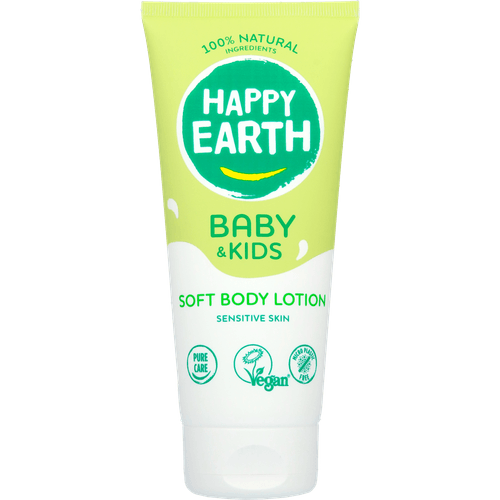 Foto van Happy Earth Baby & kids soft bodylotion op witte achtergrond