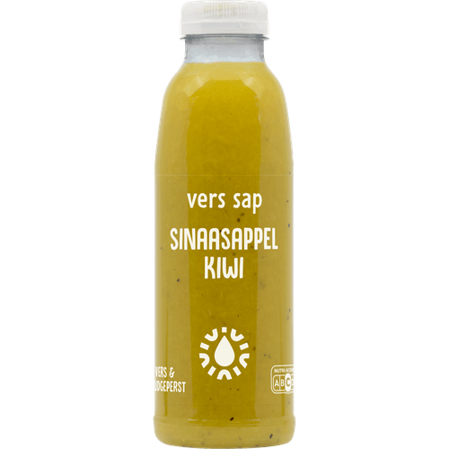 Foto van Sap sinaasappel kiwi op witte achtergrond