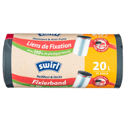 Foto van Swirl Pedaalemmerzakken fixierband 20 liter op witte achtergrond