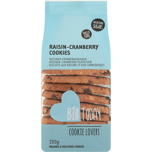 Foto van Bio Today Rozijnen cranberrykoeken 7 st. op witte achtergrond