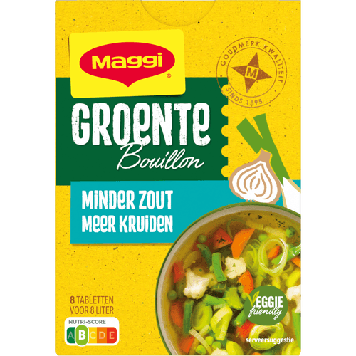 Foto van Maggi Bouillonblokjes groente minder zout op witte achtergrond