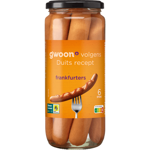 Foto van G'woon Frankfurter 6 st. op witte achtergrond