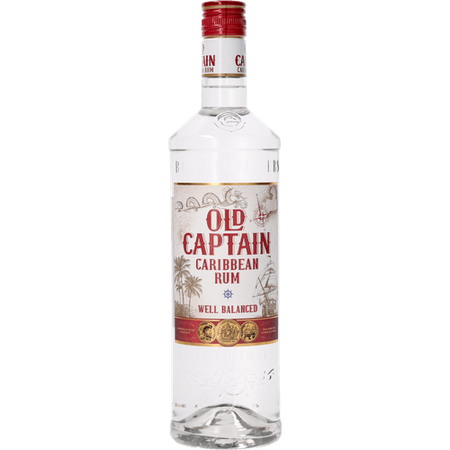 Foto van Old Captain Rum wit op witte achtergrond