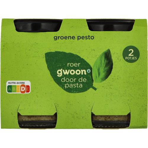 Foto van G'woon Pesto groen op witte achtergrond