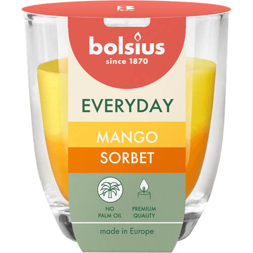 Foto van Bolsius Everyday mango sorbet 23 uur op witte achtergrond