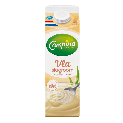 Foto van Campina Slagroomvla vanille op witte achtergrond