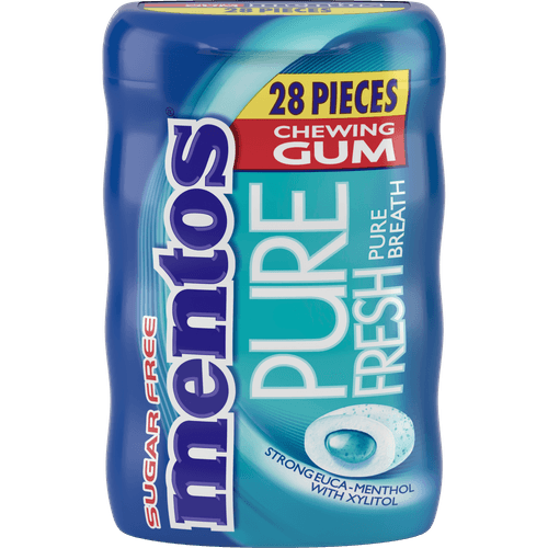 Foto van Mentos Pure fresh strong euca-menthol 28 st. op witte achtergrond