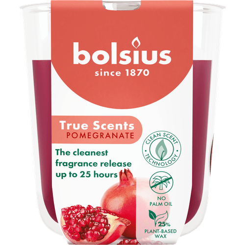 Foto van Bolsius Geurglas pomegranate 25 uur op witte achtergrond