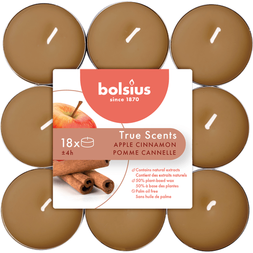 Foto van Bolsius Geur theelichten apple cinnamon op witte achtergrond