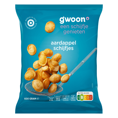 Foto van G'woon Aardappelschijfjes op witte achtergrond