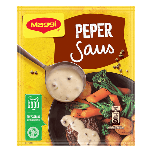 Foto van Maggi Pepersaus op witte achtergrond