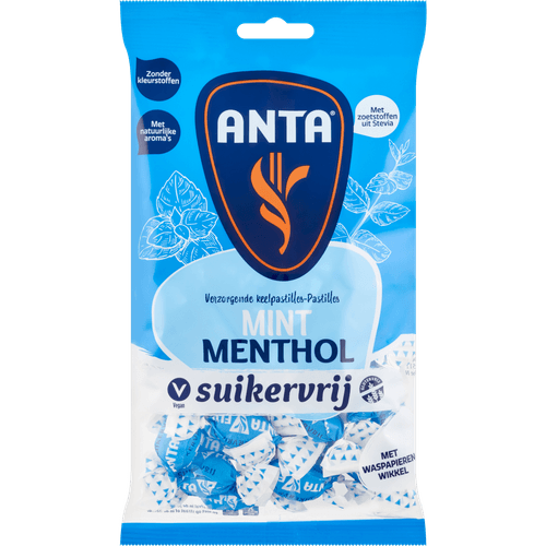 Foto van Anta Flu Mint menthol suikervrij op witte achtergrond