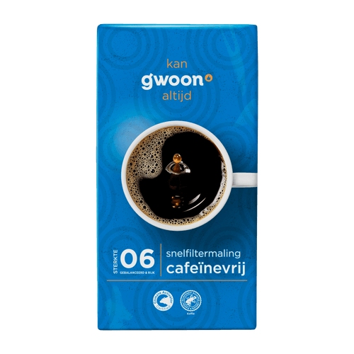 Foto van G'woon Filterkoffie cafeinevrij op witte achtergrond