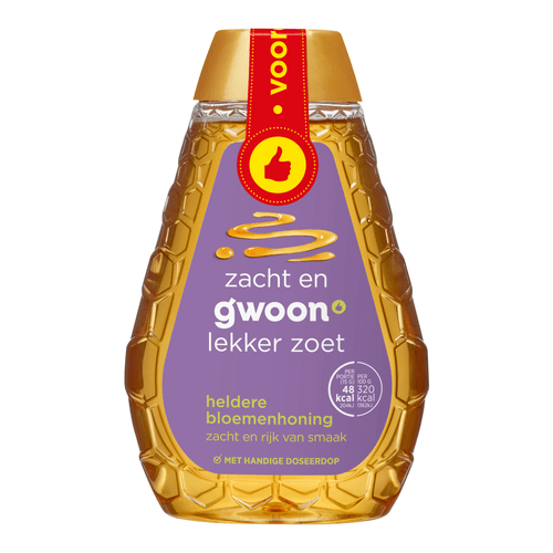 Foto van G'woon Bloemenhoning helder op witte achtergrond