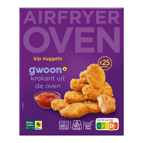 Foto van G'woon Kipnuggets op witte achtergrond