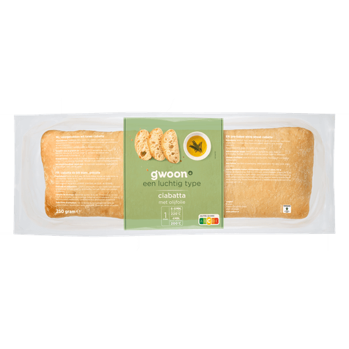 Foto van G'woon Ciabatta op witte achtergrond