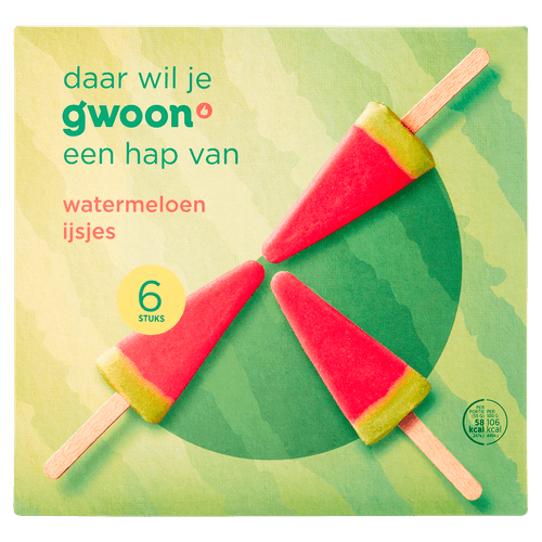 Foto van G'woon Watermeloenijsjes 6 stuks op witte achtergrond