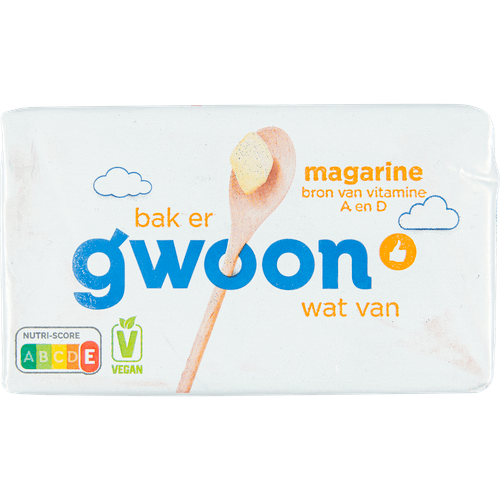 Foto van G'woon Margarine op witte achtergrond