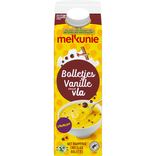 Foto van Melkunie Bolletjes vanillevla crunch op witte achtergrond