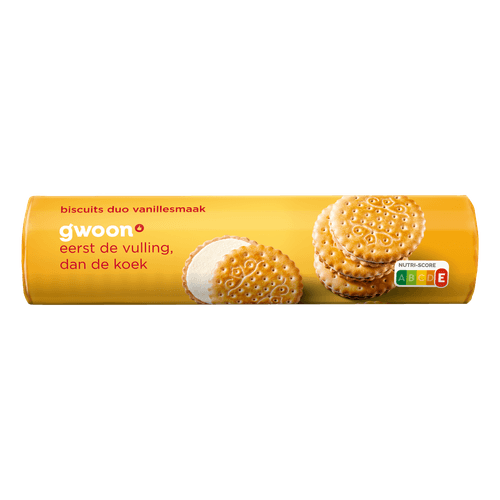 Foto van G'woon Biscuit duo vanille op witte achtergrond