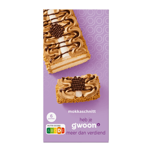 Foto van G'woon Mokka schnitt op witte achtergrond