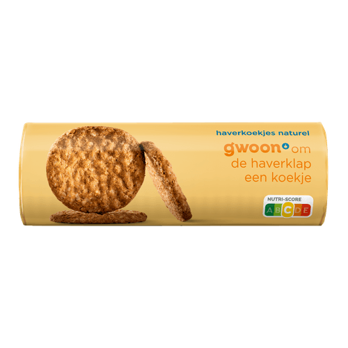 Foto van G'woon Haverkoekjes naturel op witte achtergrond