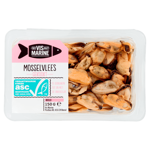 Foto van Vis Marine Mosselvlees gekookt op witte achtergrond