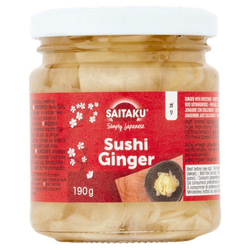 Foto van Saitaku Sushi ginger gember plakjes op witte achtergrond