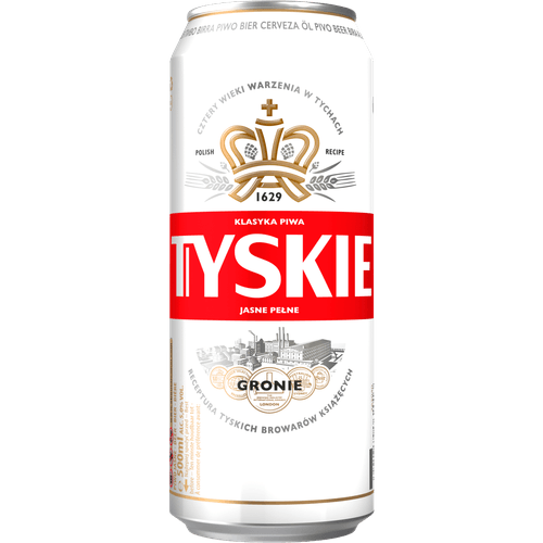 Foto van Tyskie Pilsner gronie op witte achtergrond