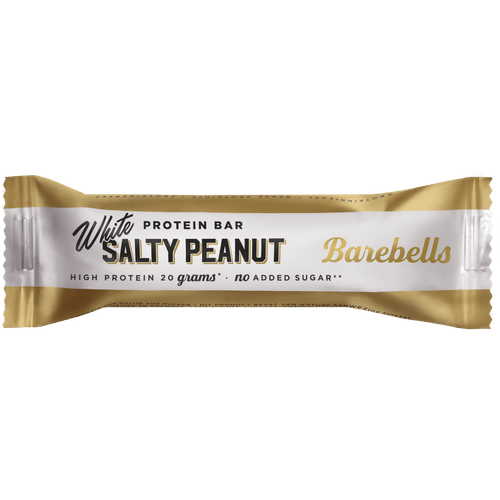 Foto van Barebells Reep white salty peanut op witte achtergrond