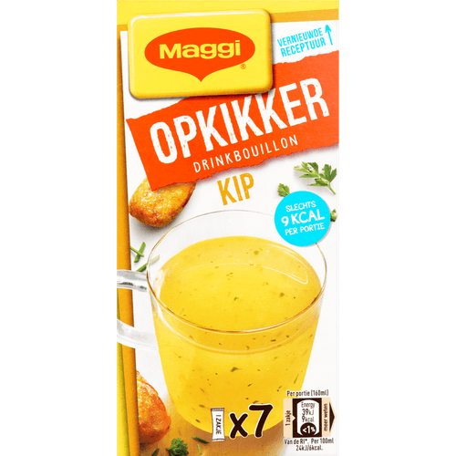 Foto van Maggi Opkikker kip op witte achtergrond