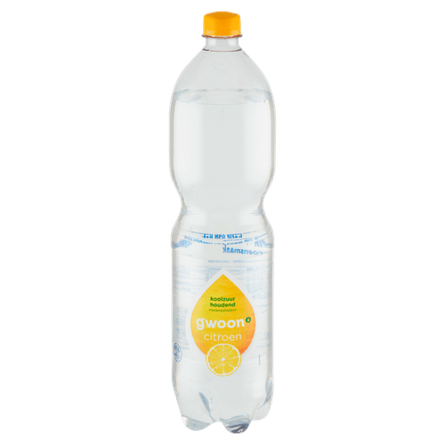 Foto van G'woon Bruisend mineraalwater citroen op witte achtergrond
