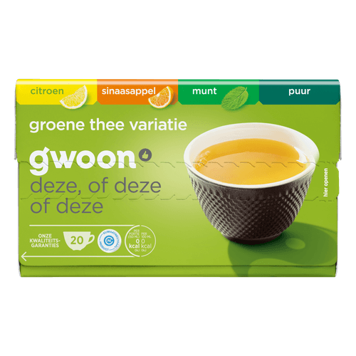 Foto van G'woon Groene thee mix fruit kop 20 zakjes op witte achtergrond
