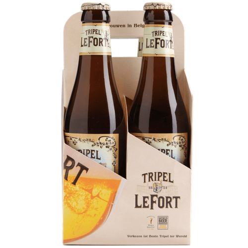 Foto van Lefort Tripel 4x33 cl op witte achtergrond