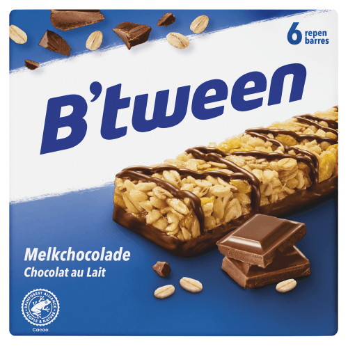 Foto van Hero B'tween melk chocolade repen 6 stuks op witte achtergrond