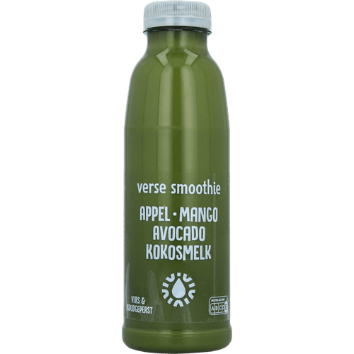 Foto van Smoothie appel avocado kokos op witte achtergrond