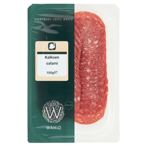 Foto van Wahid Kalkoensalami op witte achtergrond