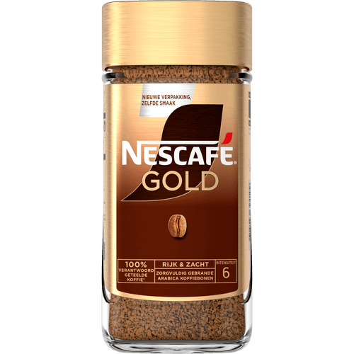 Foto van Nescafé Gold oploskoffie op witte achtergrond