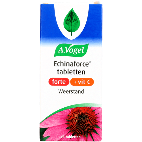 Foto van A. Vogel Echinaforce tabletten weerstand forte vitamine c op witte achtergrond