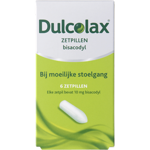 Foto van Dulcolax Zetpillen op witte achtergrond