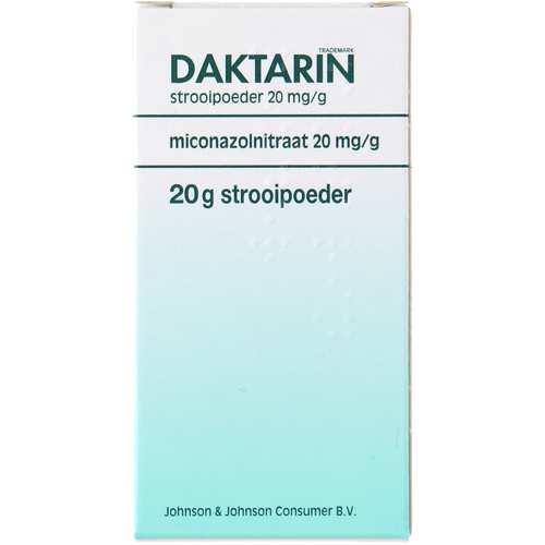 Foto van Daktarin Strooipoeder 2% schimmelinfecties op witte achtergrond