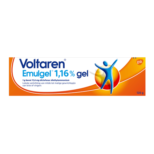 Foto van Voltaren Emulgel op witte achtergrond
