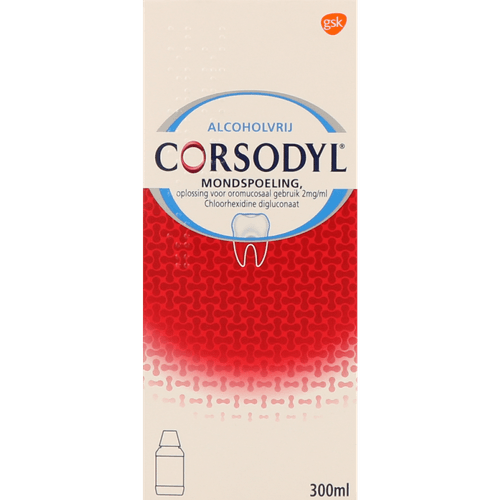 Foto van Corsodyl Mondspoeling op witte achtergrond