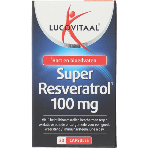 Foto van Lucovitaal Super resveratrol 100mg op witte achtergrond