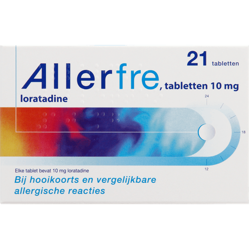 Foto van Allerfre Tabletten hooikoorts 10mg op witte achtergrond